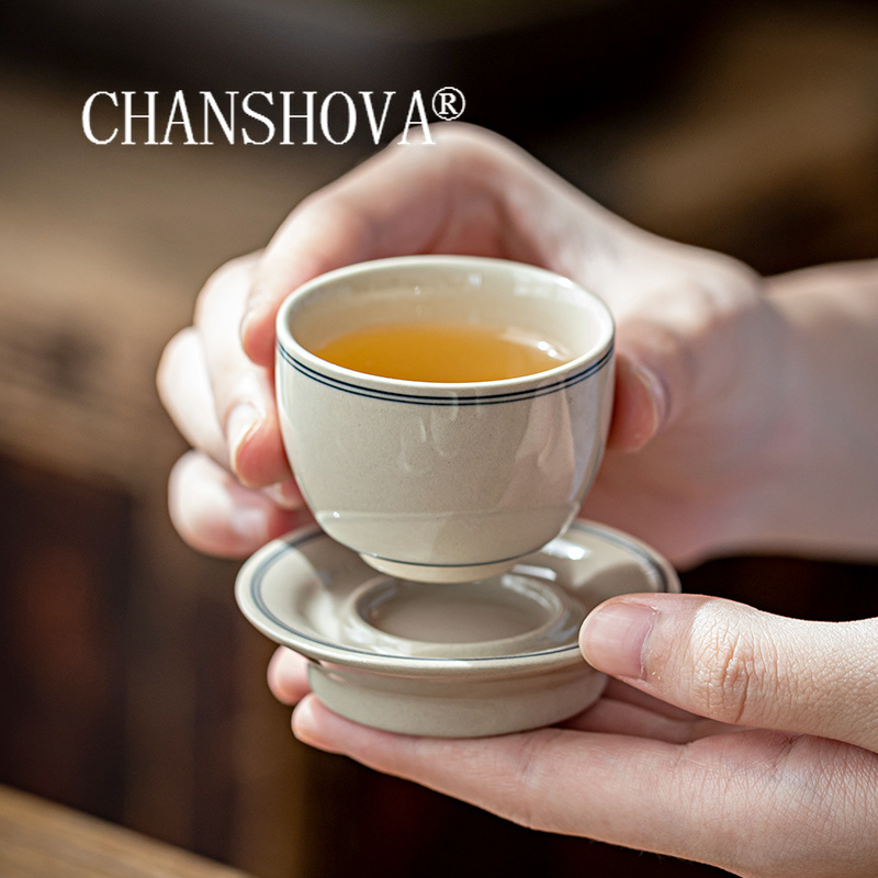 Coffee Equipment Set - CHANSHOVA-สไตล์จีน Minimalist เซรามิคถ้วยน้ําชาและชุดจานรอง,พอร์ซเลนถ้วยกาแฟขนาดเล็ก,ถ้วยชา,H569, 35ml