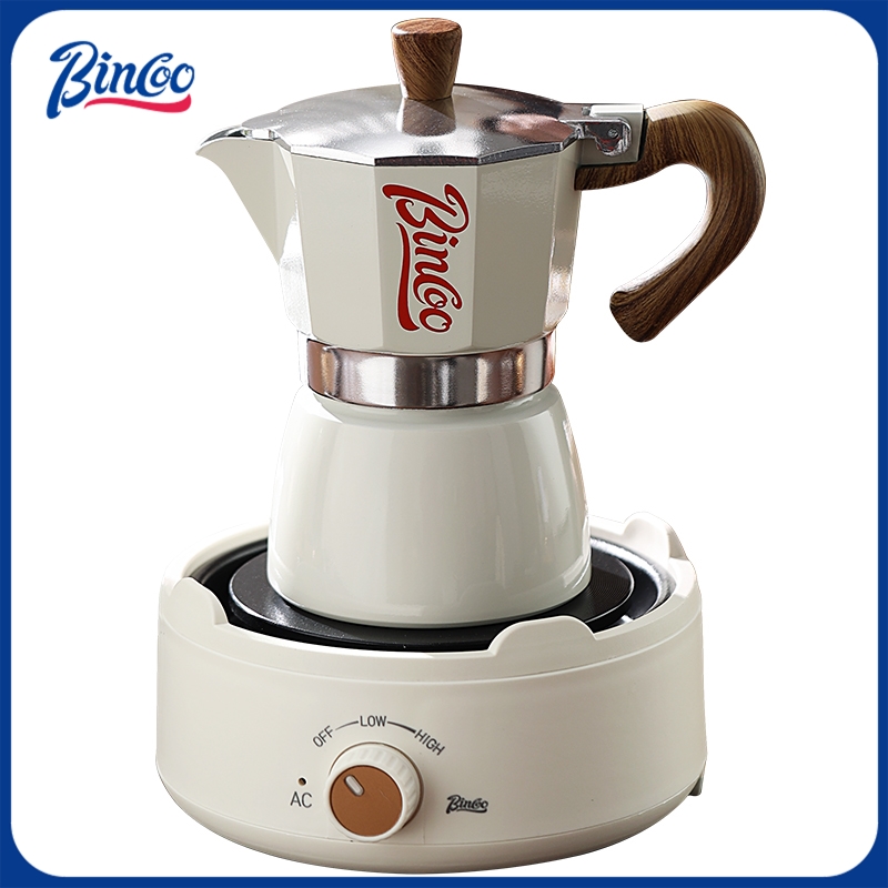 Coffee Equipment Set - เครื่องชงกาแฟมอคค่าพ็อตและเตาไฟฟ้า Bincoo ดีไซน์กะทัดรัดสำหรับพื้นที่ขนาดเล็ก เพื่อการชงกาแฟสไตล์อิตาเลียนที่เข้มข้น
